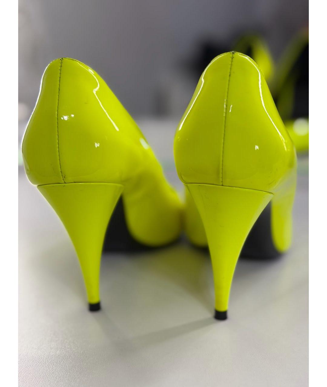 SAINT LAURENT Желтые кожаные туфли, фото 3