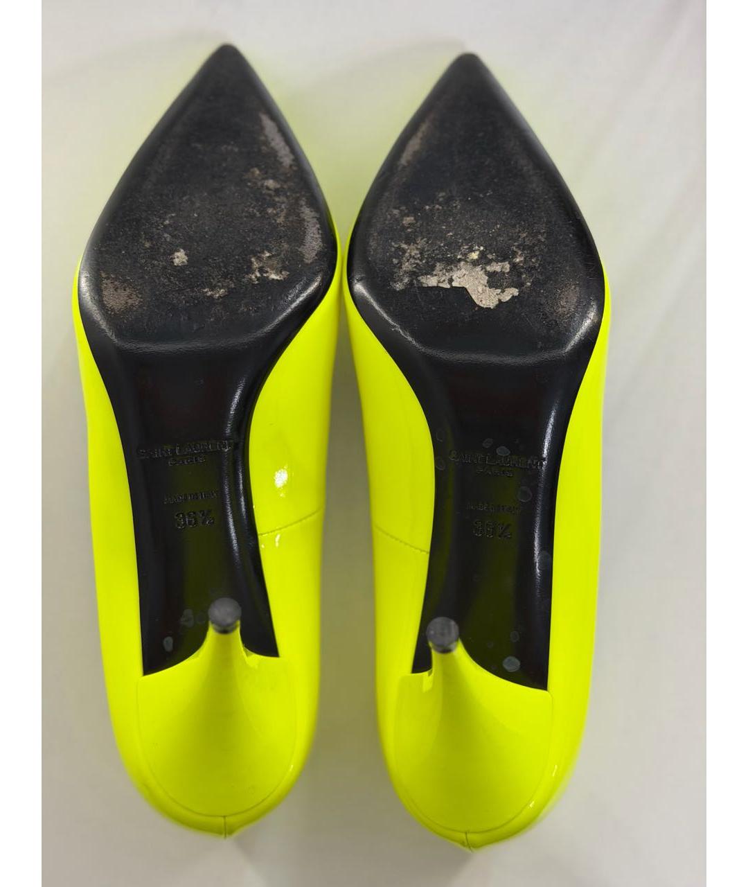 SAINT LAURENT Желтые кожаные туфли, фото 4
