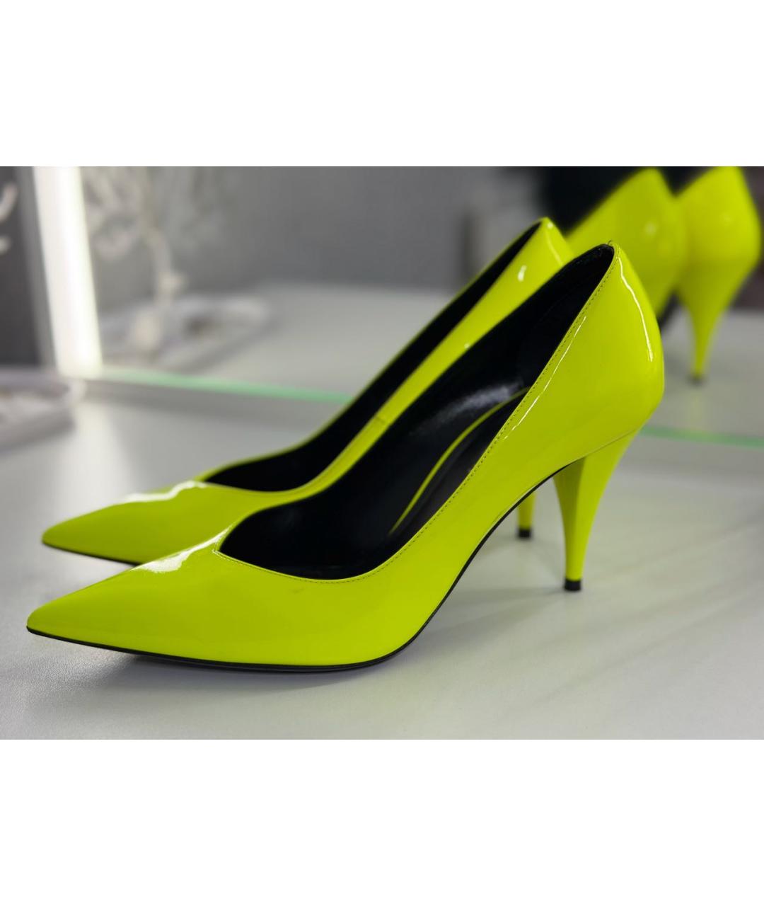 SAINT LAURENT Желтые кожаные туфли, фото 6