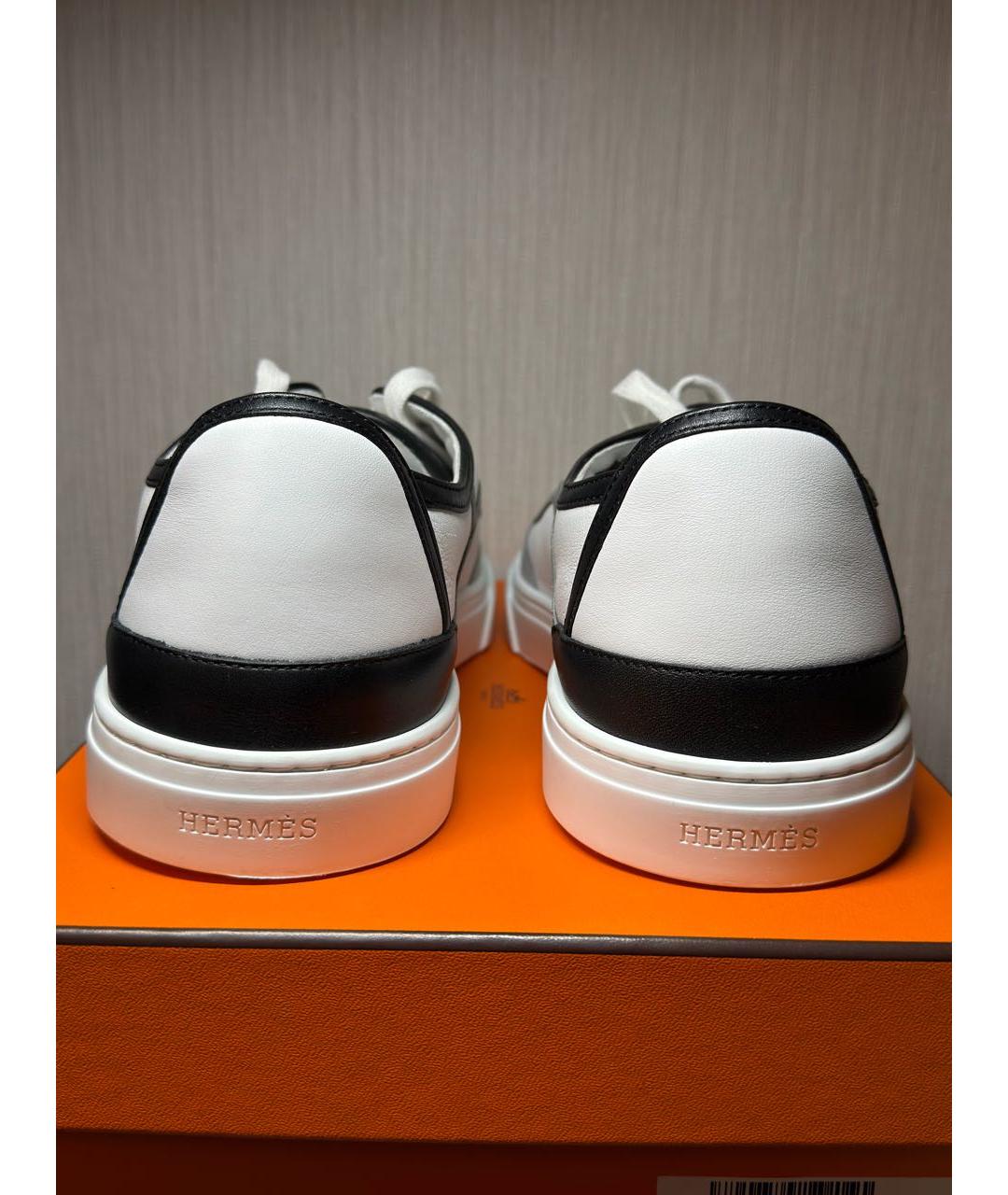 HERMES Белые кожаные низкие кроссовки / кеды, фото 4