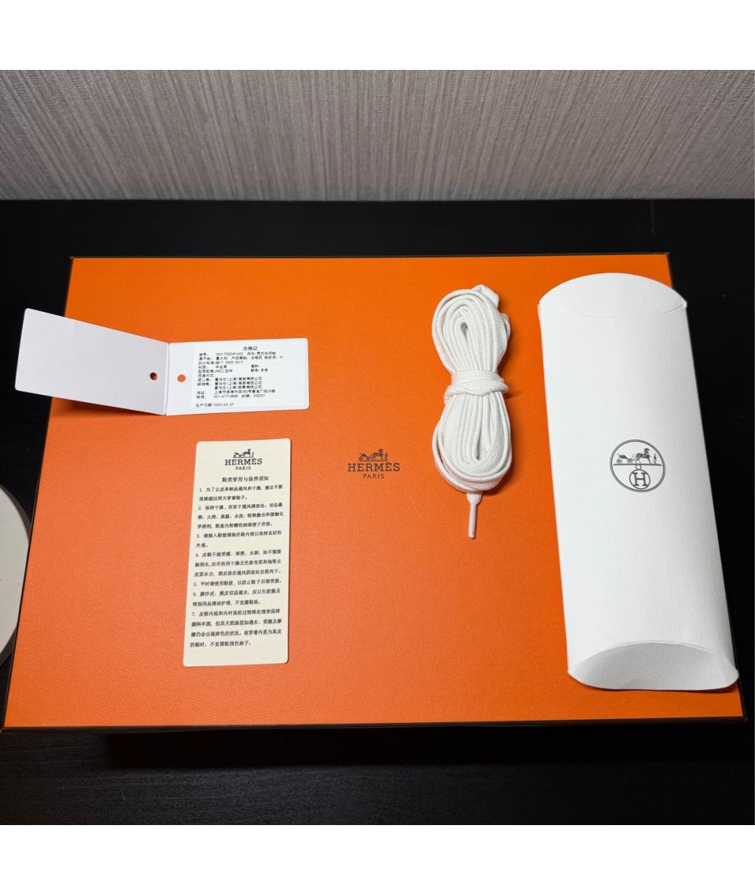 HERMES Белые кожаные низкие кроссовки / кеды, фото 6