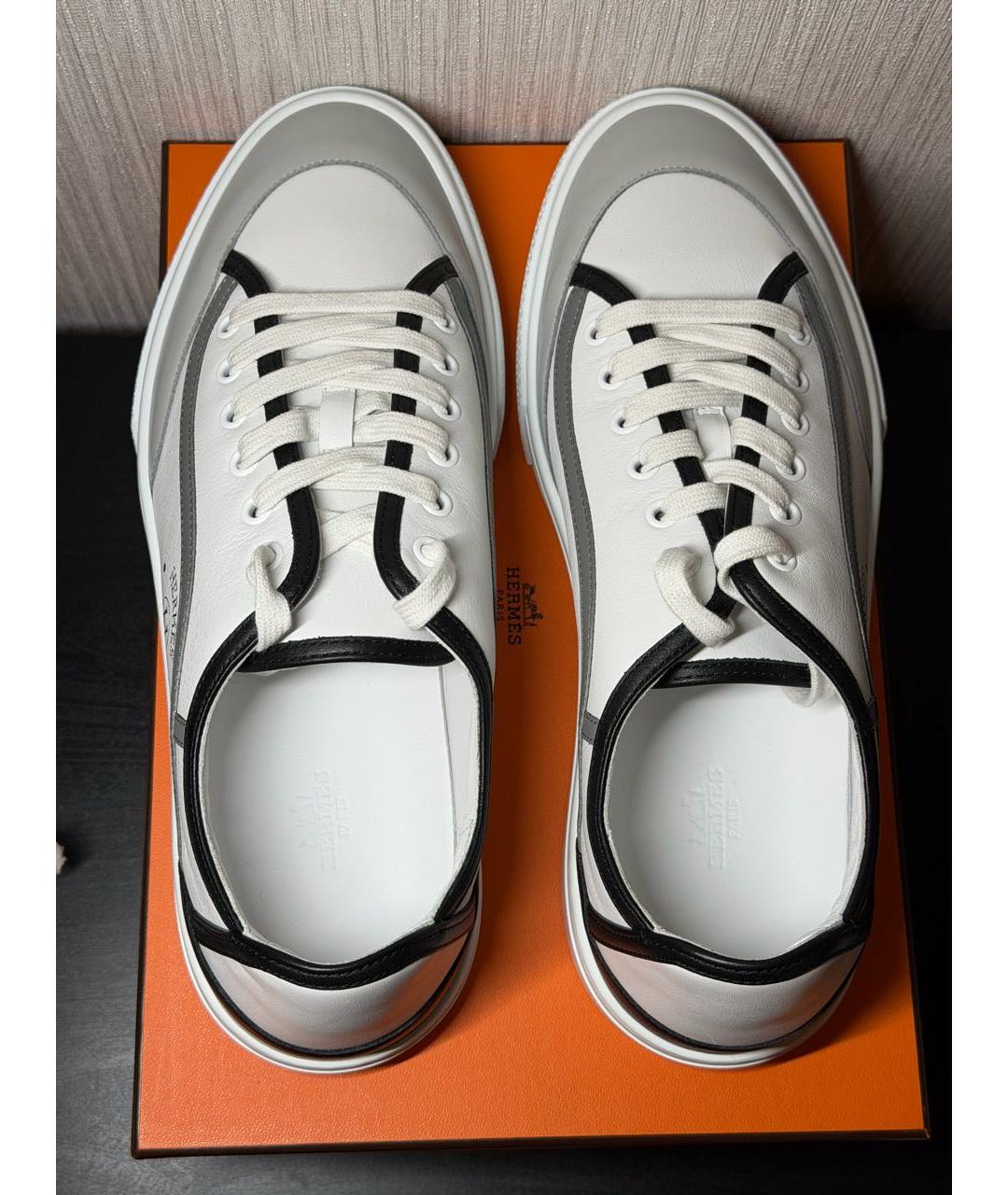 HERMES Белые кожаные низкие кроссовки / кеды, фото 3