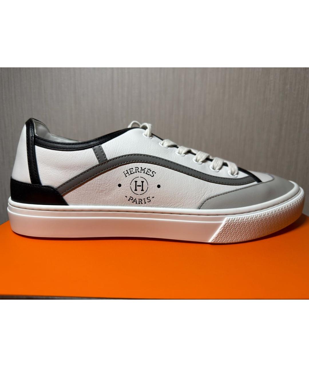 HERMES Белые кожаные низкие кроссовки / кеды, фото 9