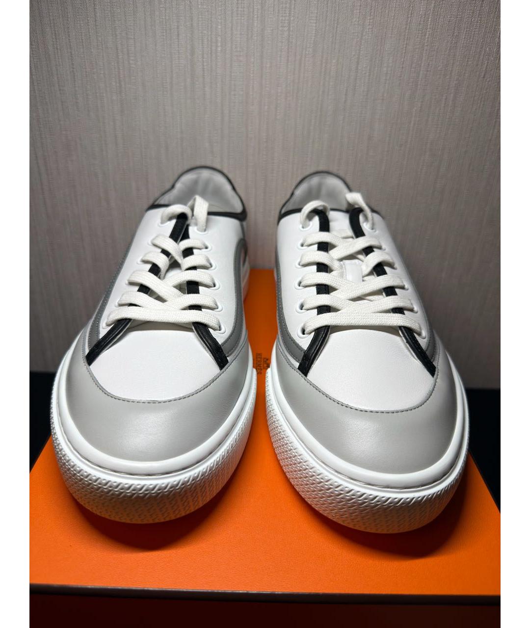 HERMES Белые кожаные низкие кроссовки / кеды, фото 2