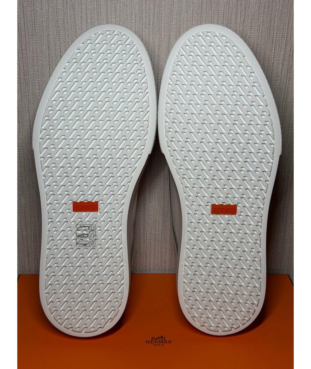 HERMES Белые кожаные низкие кроссовки / кеды, фото 8