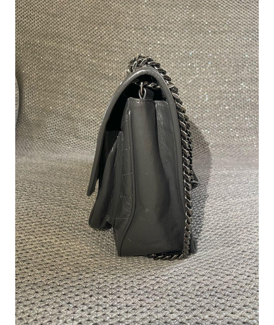 SAINT LAURENT Антрацитовая кожаная сумка через плечо, фото 2