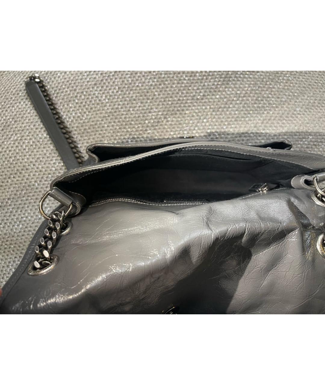 SAINT LAURENT Антрацитовая кожаная сумка через плечо, фото 4