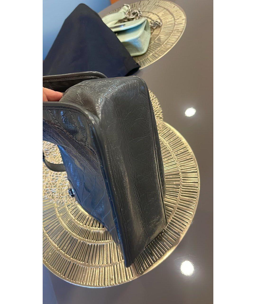 SAINT LAURENT Антрацитовая кожаная сумка через плечо, фото 6