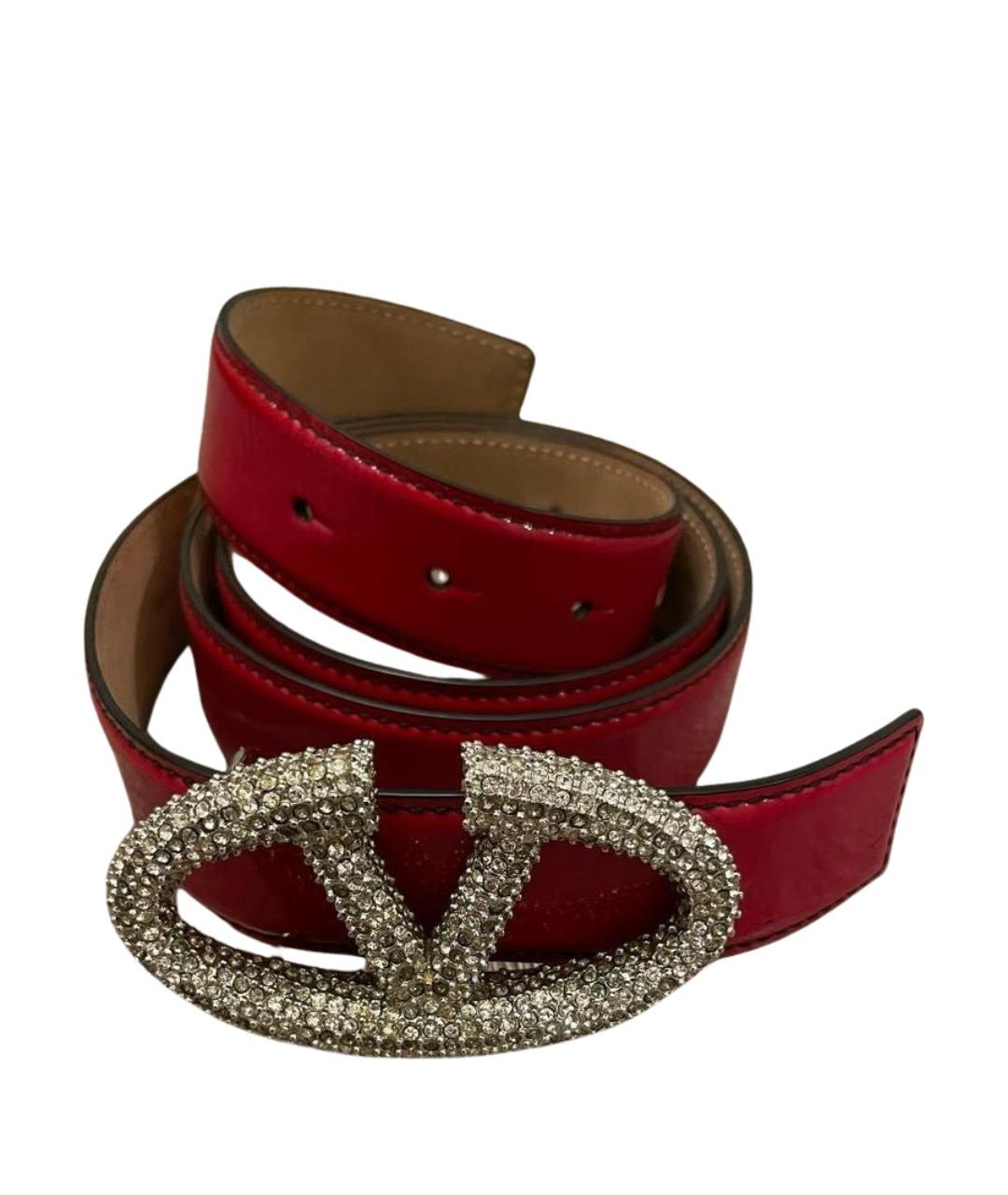 VALENTINO Бордовый ремень из лакированной кожи, фото 1