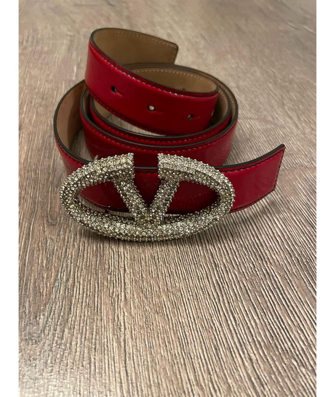 VALENTINO Бордовый ремень из лакированной кожи, фото 9