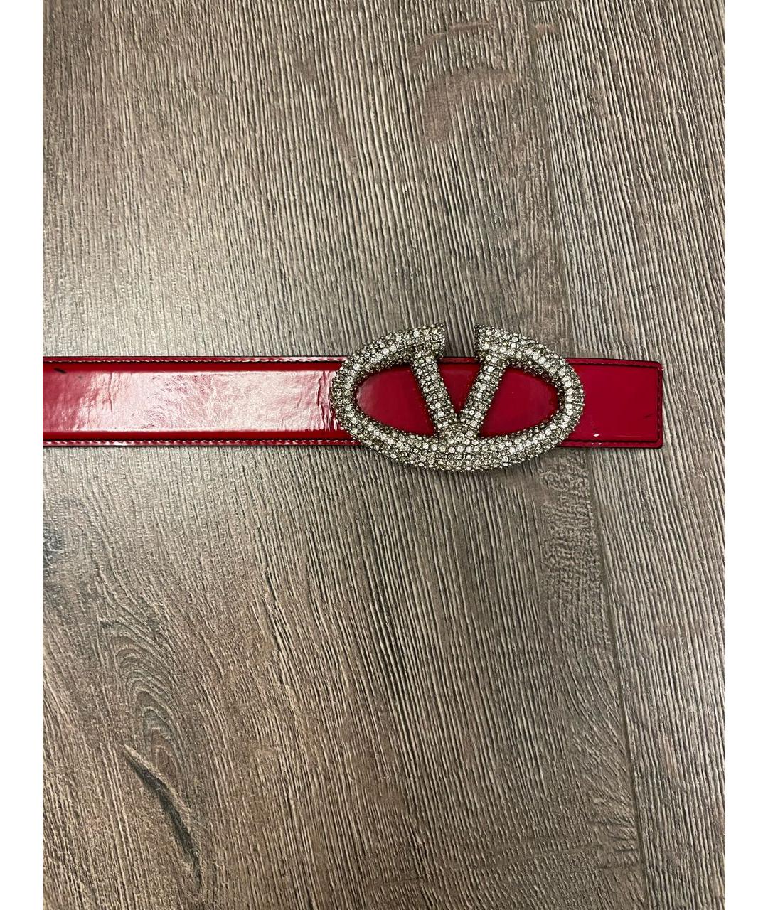 VALENTINO Бордовый ремень из лакированной кожи, фото 2