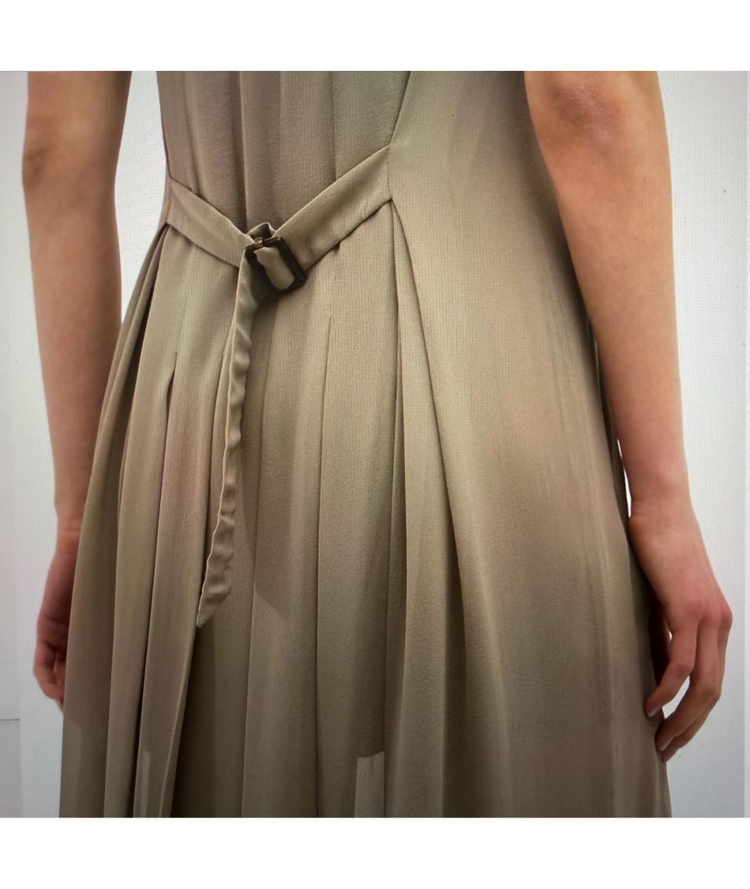 BRUNELLO CUCINELLI Бежевое шелковое повседневное платье, фото 3