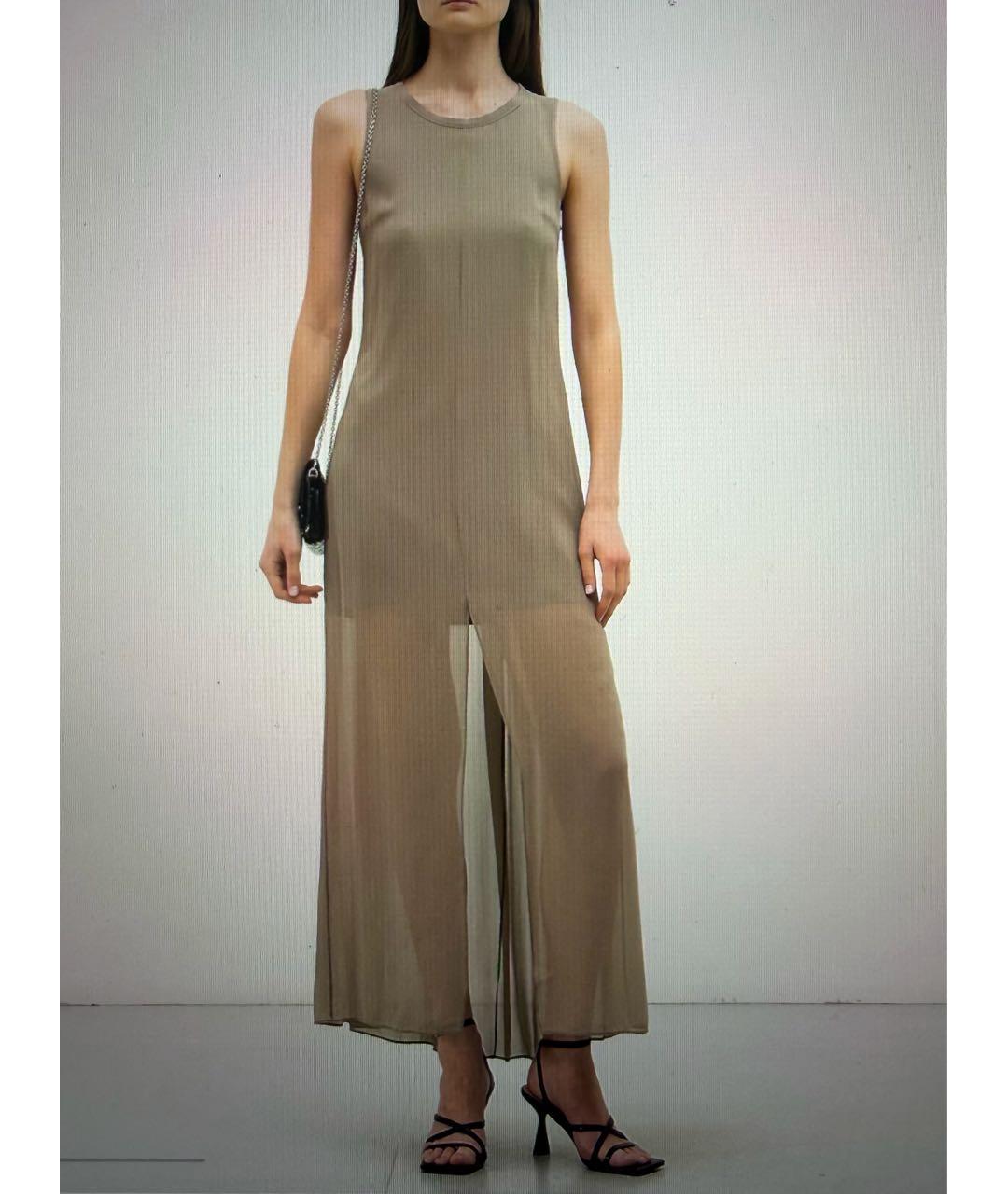 BRUNELLO CUCINELLI Бежевое шелковое повседневное платье, фото 4