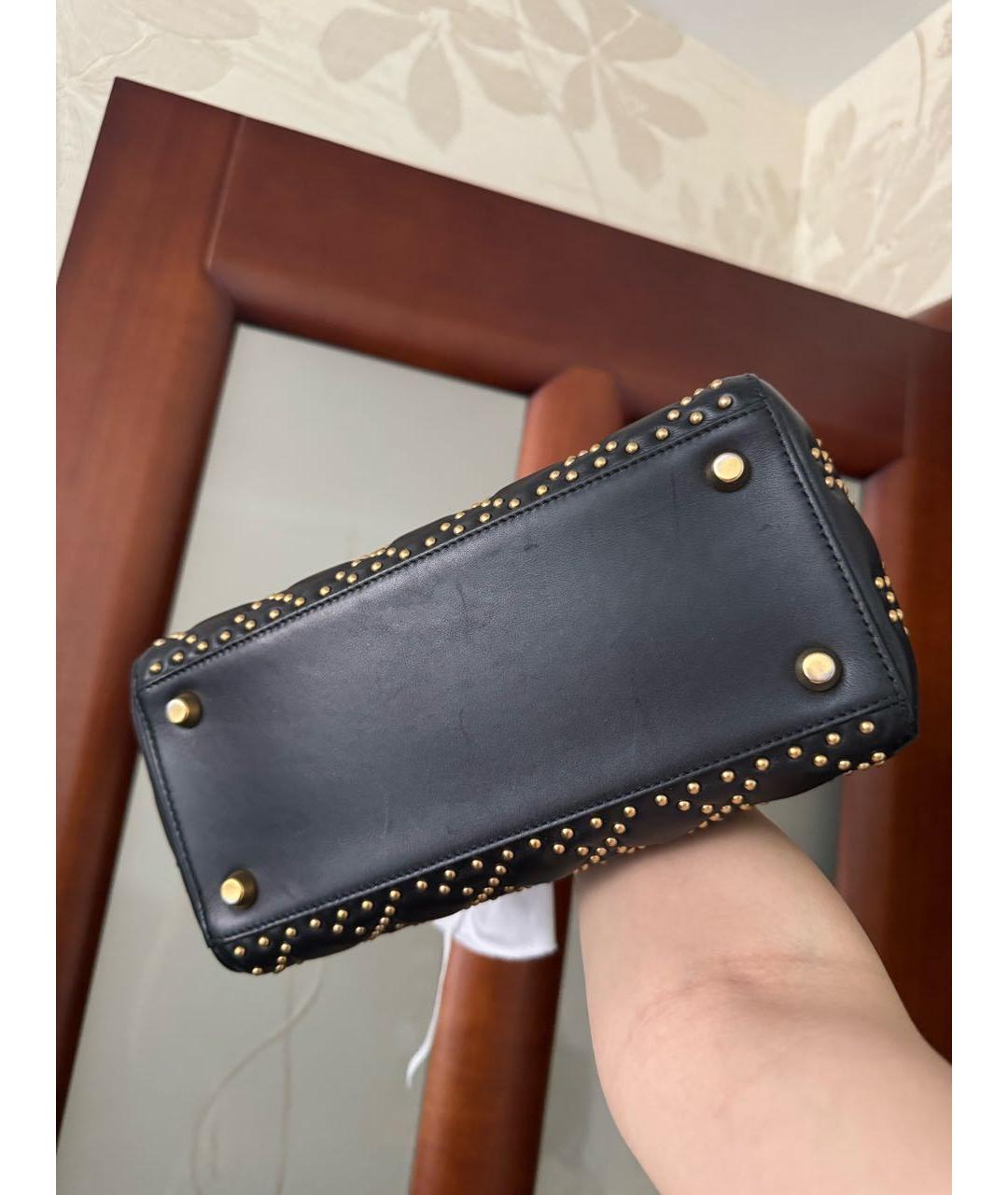 CHRISTIAN DIOR Черная кожаная сумка с короткими ручками, фото 4