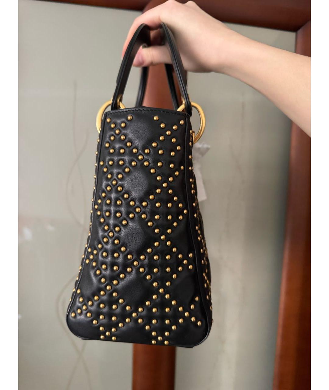 CHRISTIAN DIOR Черная кожаная сумка с короткими ручками, фото 3