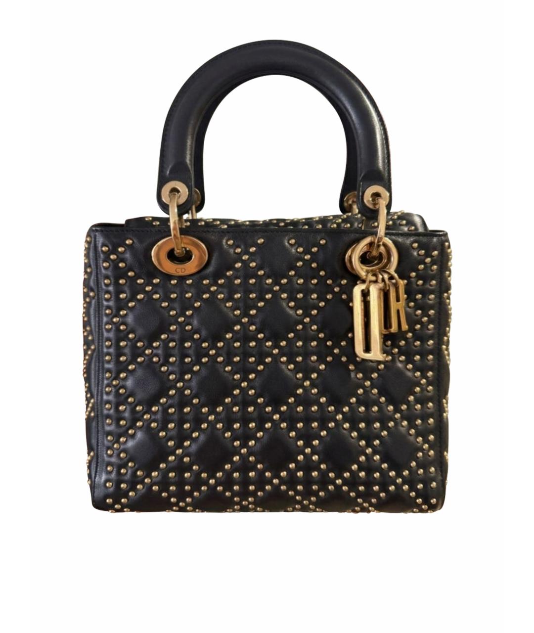 CHRISTIAN DIOR Черная кожаная сумка с короткими ручками, фото 1