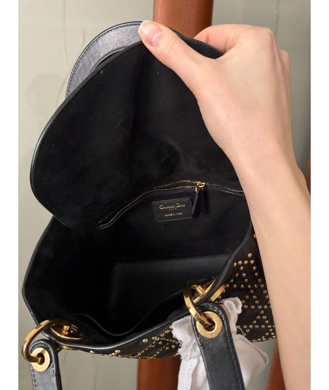 CHRISTIAN DIOR Черная кожаная сумка с короткими ручками, фото 2