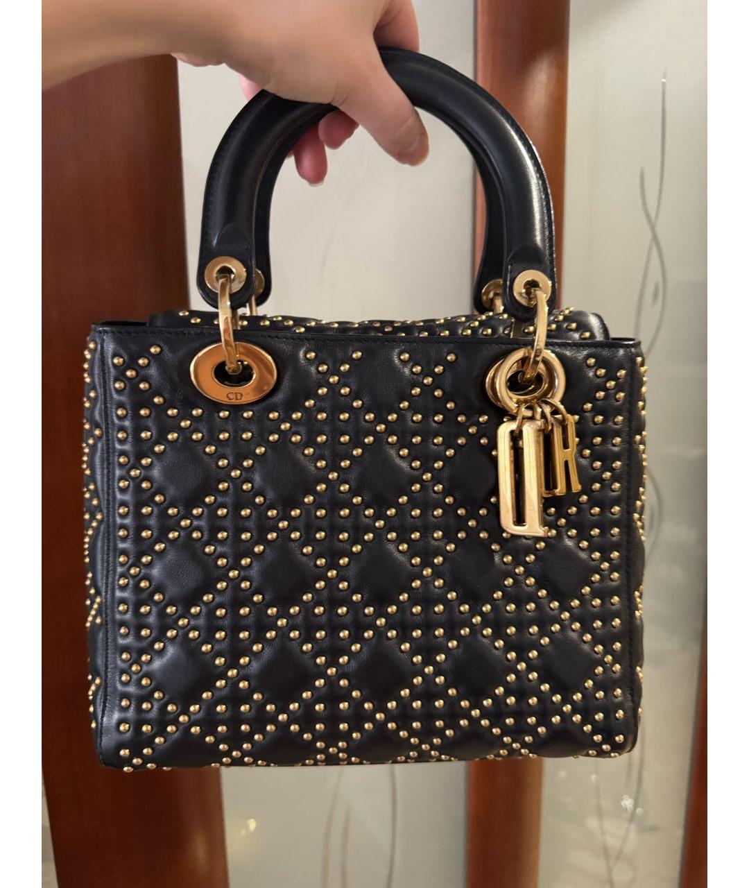 CHRISTIAN DIOR Черная кожаная сумка с короткими ручками, фото 7