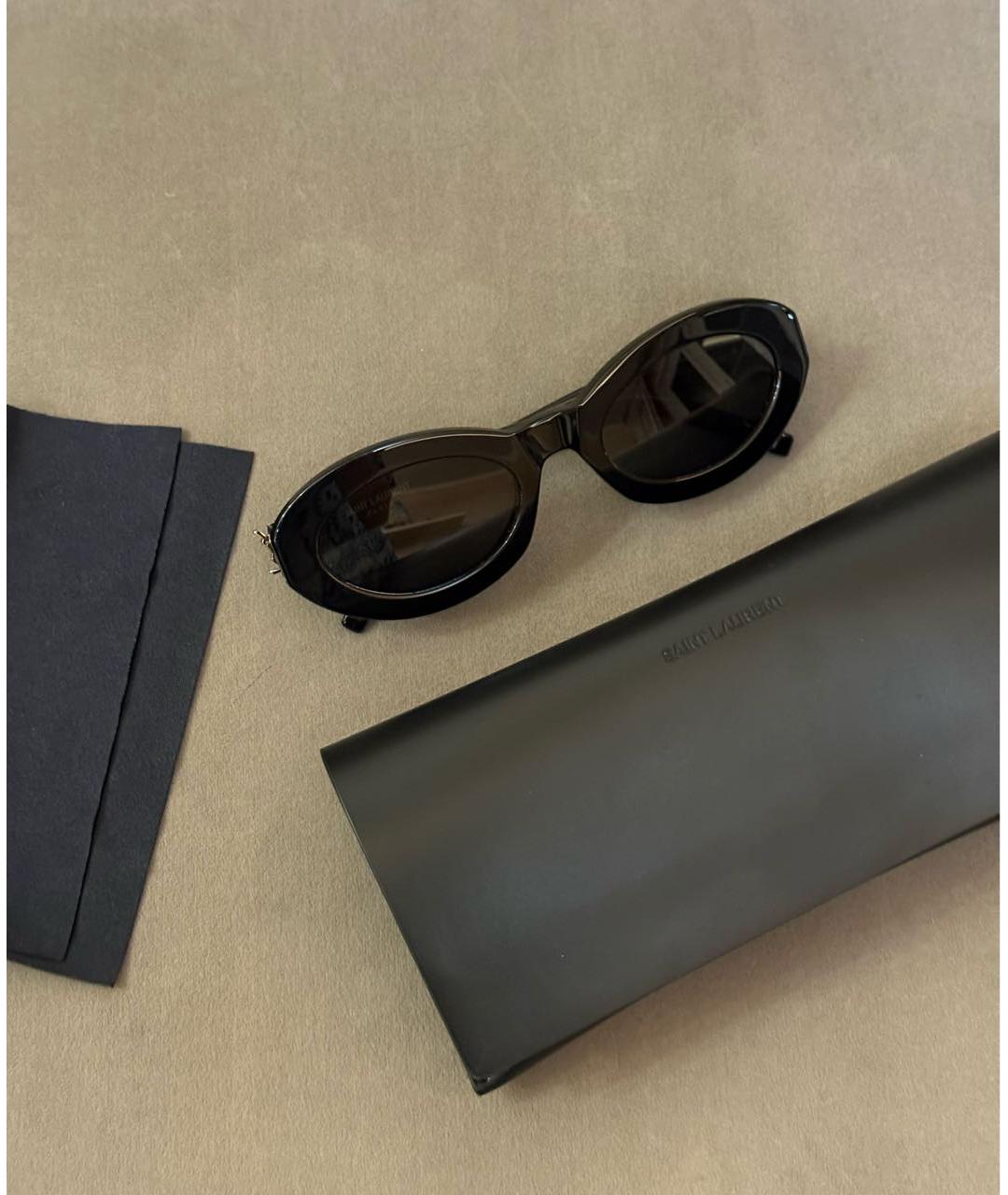 SAINT LAURENT Черные пластиковые солнцезащитные очки, фото 4