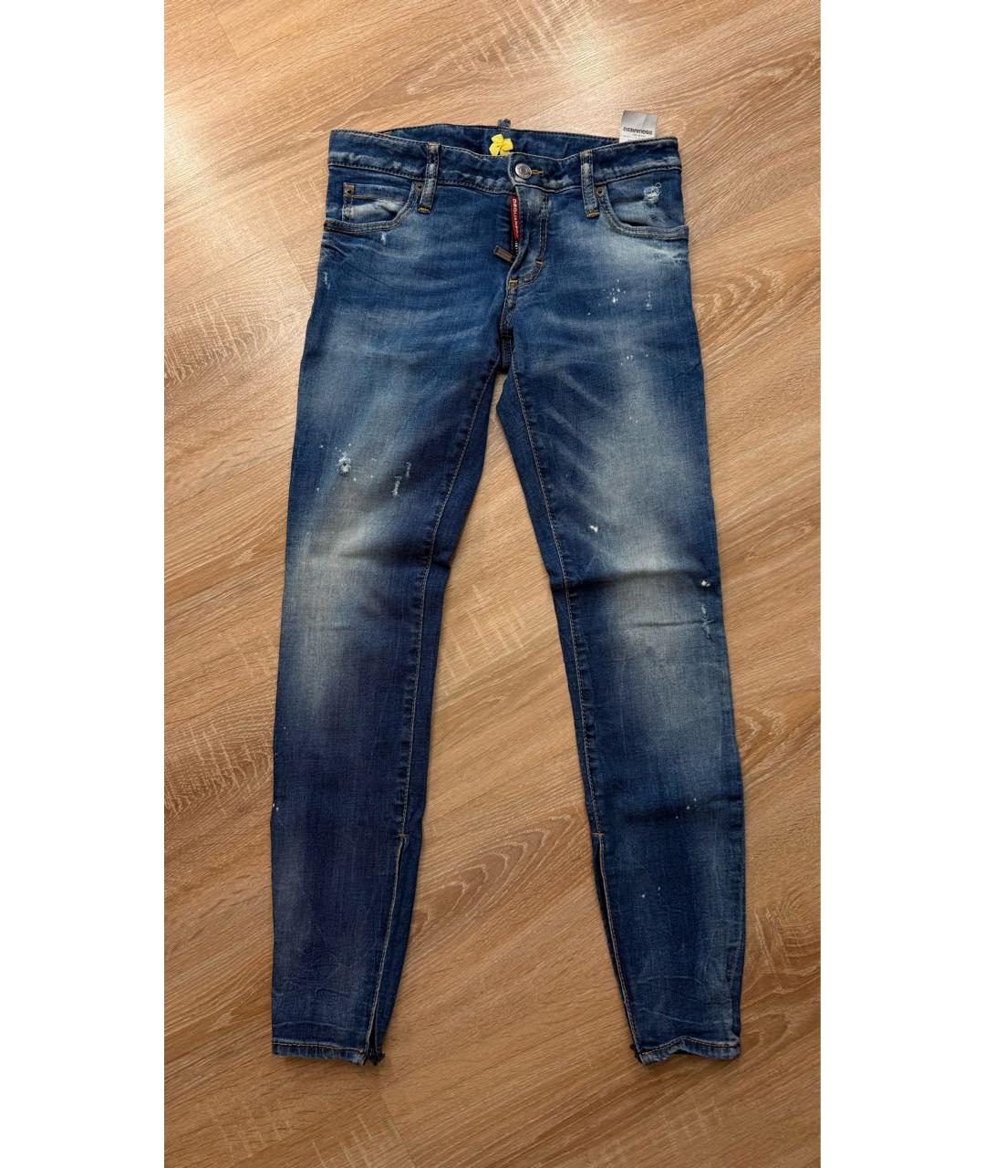 DSQUARED2 Синие хлопко-полиэстеровые джинсы слим, фото 5