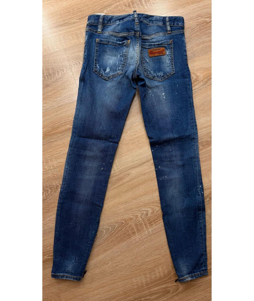 DSQUARED2 Синие хлопко-полиэстеровые джинсы слим, фото 2