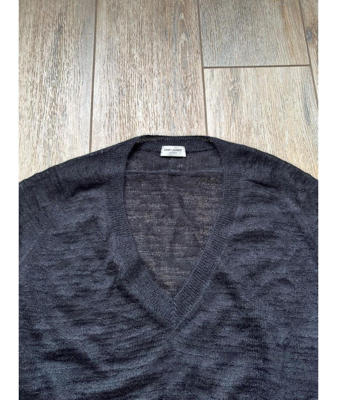 SAINT LAURENT Антрацитовый шерстяной джемпер / свитер, фото 4