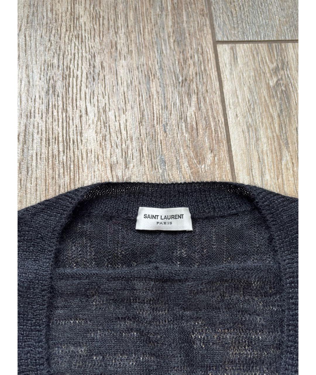 SAINT LAURENT Антрацитовый шерстяной джемпер / свитер, фото 2