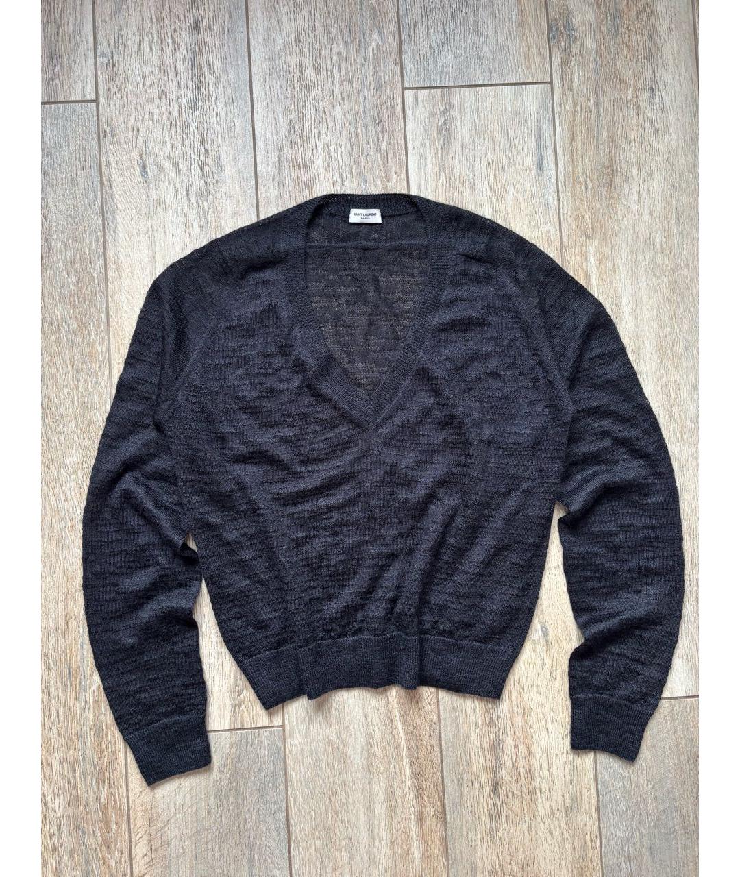 SAINT LAURENT Антрацитовый шерстяной джемпер / свитер, фото 7
