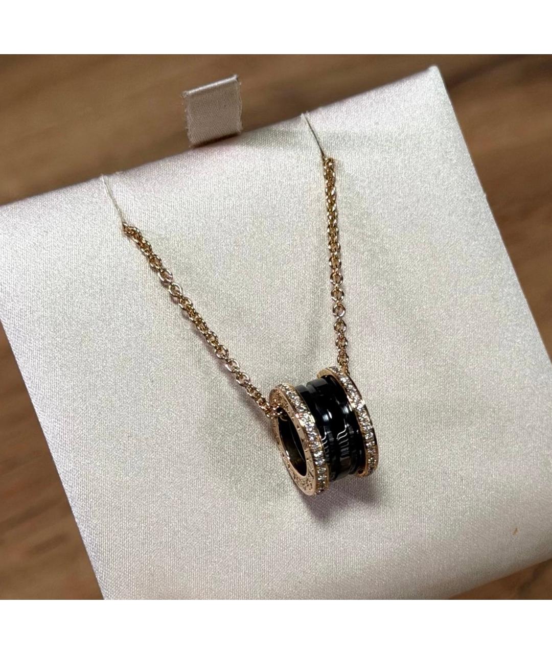 BVLGARI Черная подвеска из розового золота, фото 4