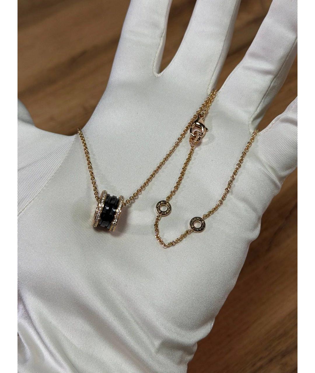 BVLGARI Черная подвеска из розового золота, фото 3