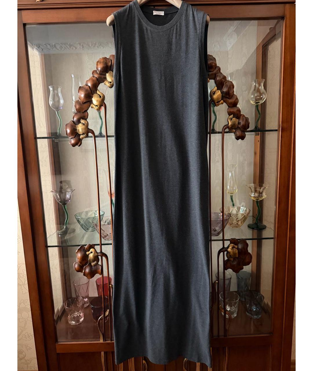 BRUNELLO CUCINELLI Бежевое шелковое повседневное платье, фото 5