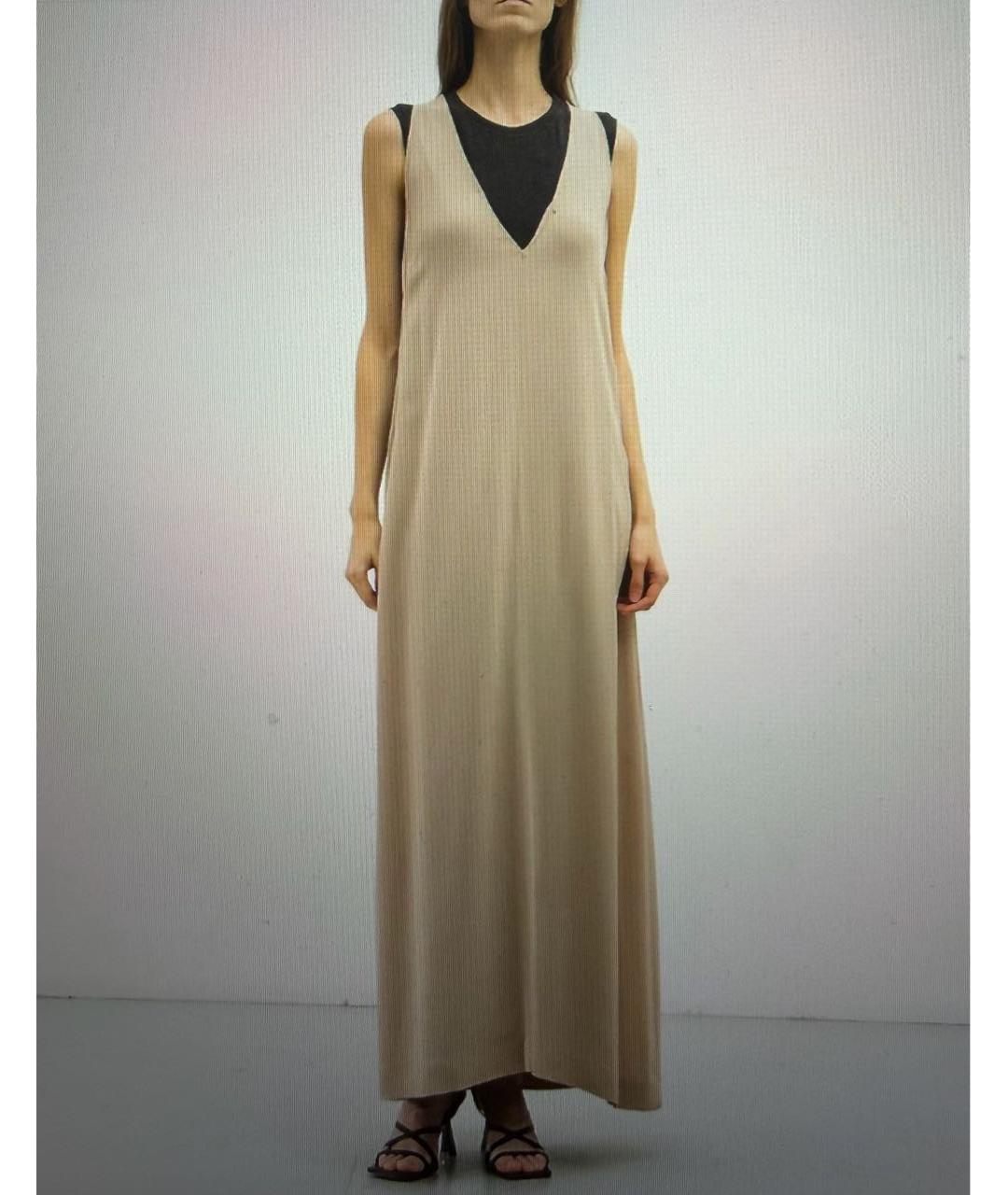 BRUNELLO CUCINELLI Бежевое шелковое повседневное платье, фото 8