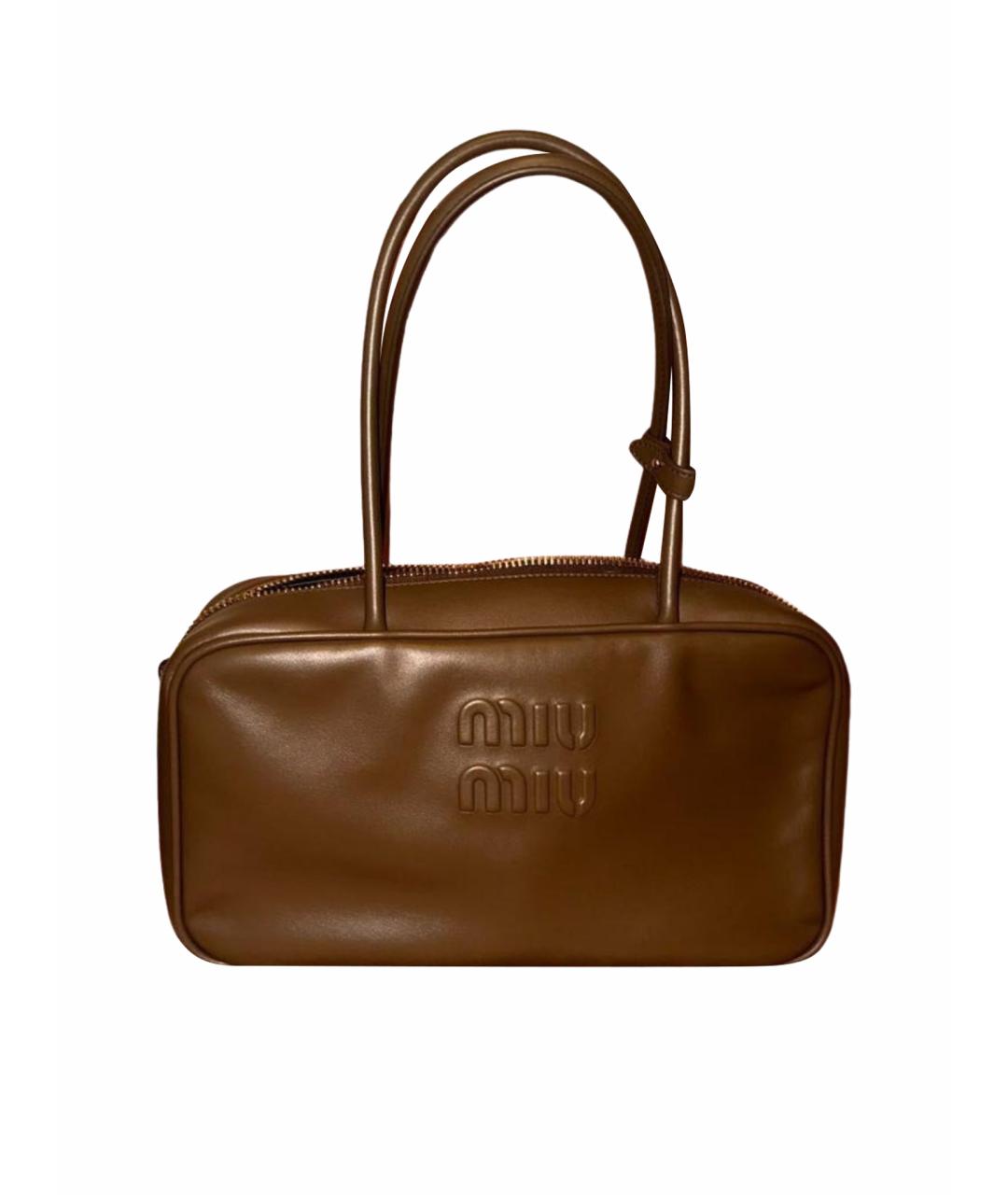 MIU MIU Хаки кожаная сумка через плечо, фото 1