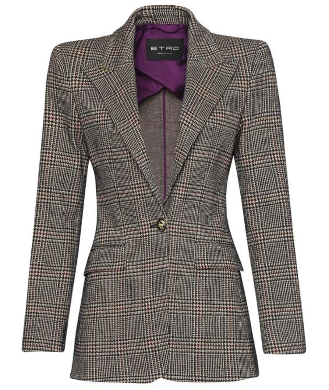 ETRO Серый шерстяной жакет/пиджак, фото 1