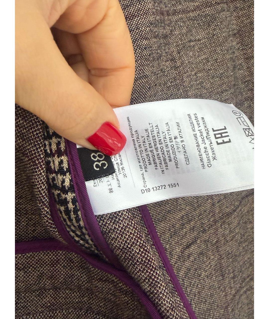 ETRO Серый шерстяной жакет/пиджак, фото 4