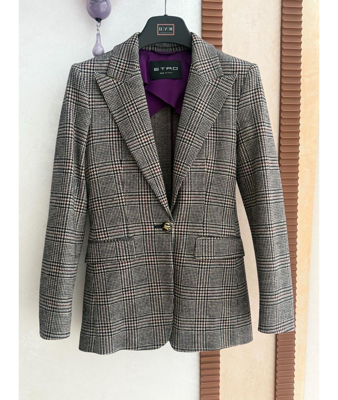 ETRO Серый шерстяной жакет/пиджак, фото 7