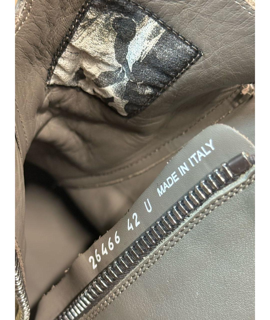 RICK OWENS Антрацитовые кожаные высокие кроссовки / кеды, фото 8