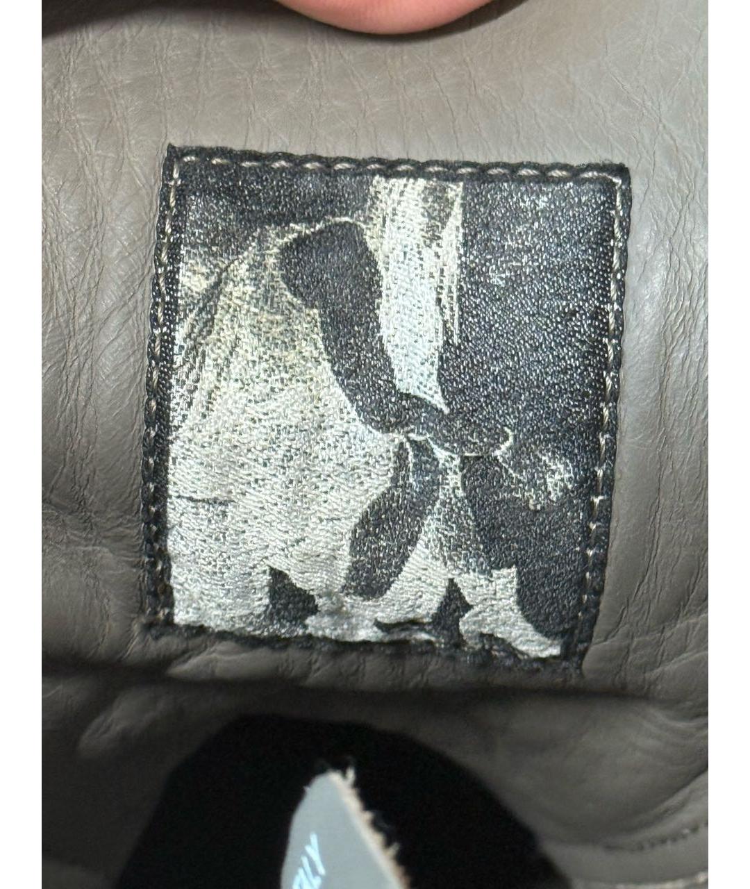 RICK OWENS Антрацитовые кожаные высокие кроссовки / кеды, фото 7