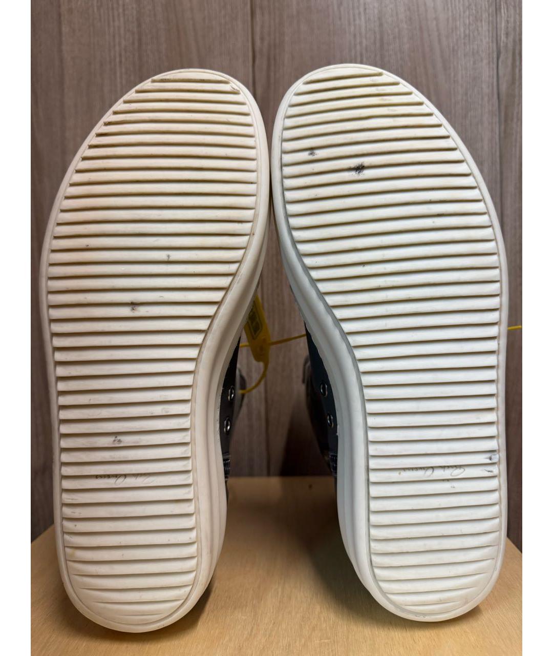 RICK OWENS Антрацитовые кожаные высокие кроссовки / кеды, фото 6