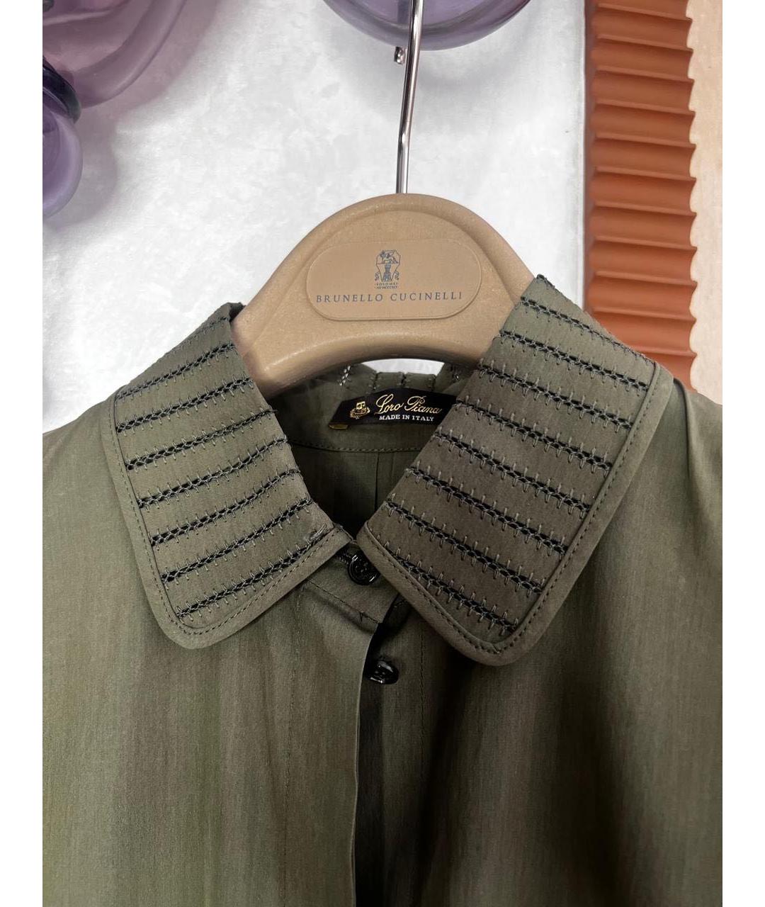 LORO PIANA Хаки шелковое повседневное платье, фото 3