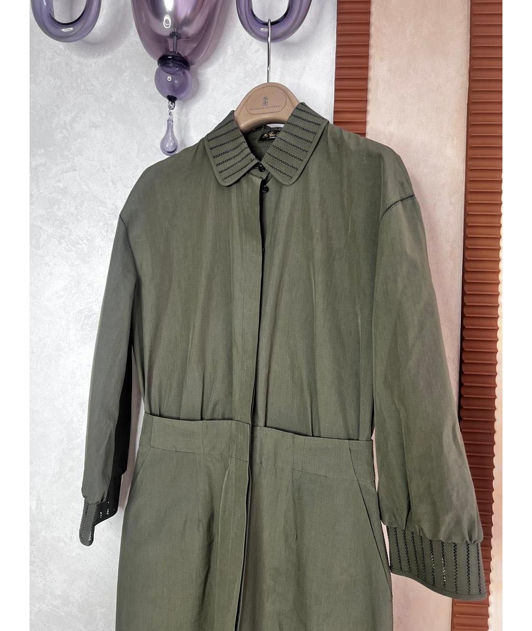 LORO PIANA Хаки шелковое повседневное платье, фото 4