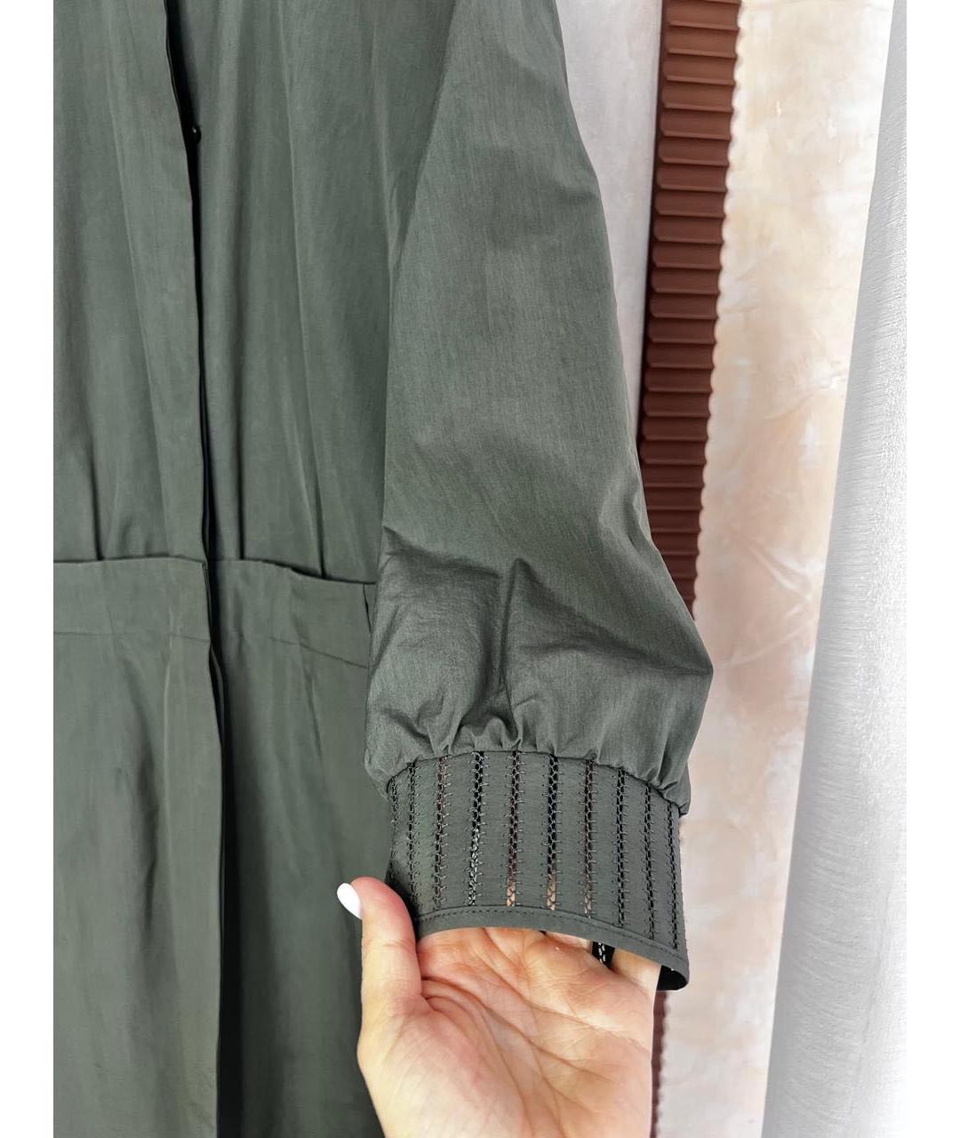 LORO PIANA Хаки шелковое повседневное платье, фото 6