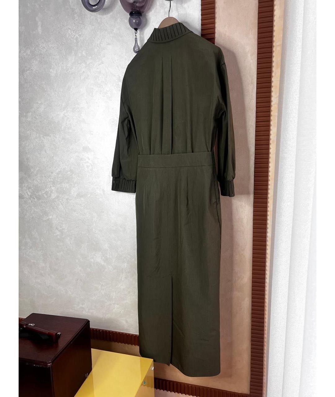LORO PIANA Хаки шелковое повседневное платье, фото 2