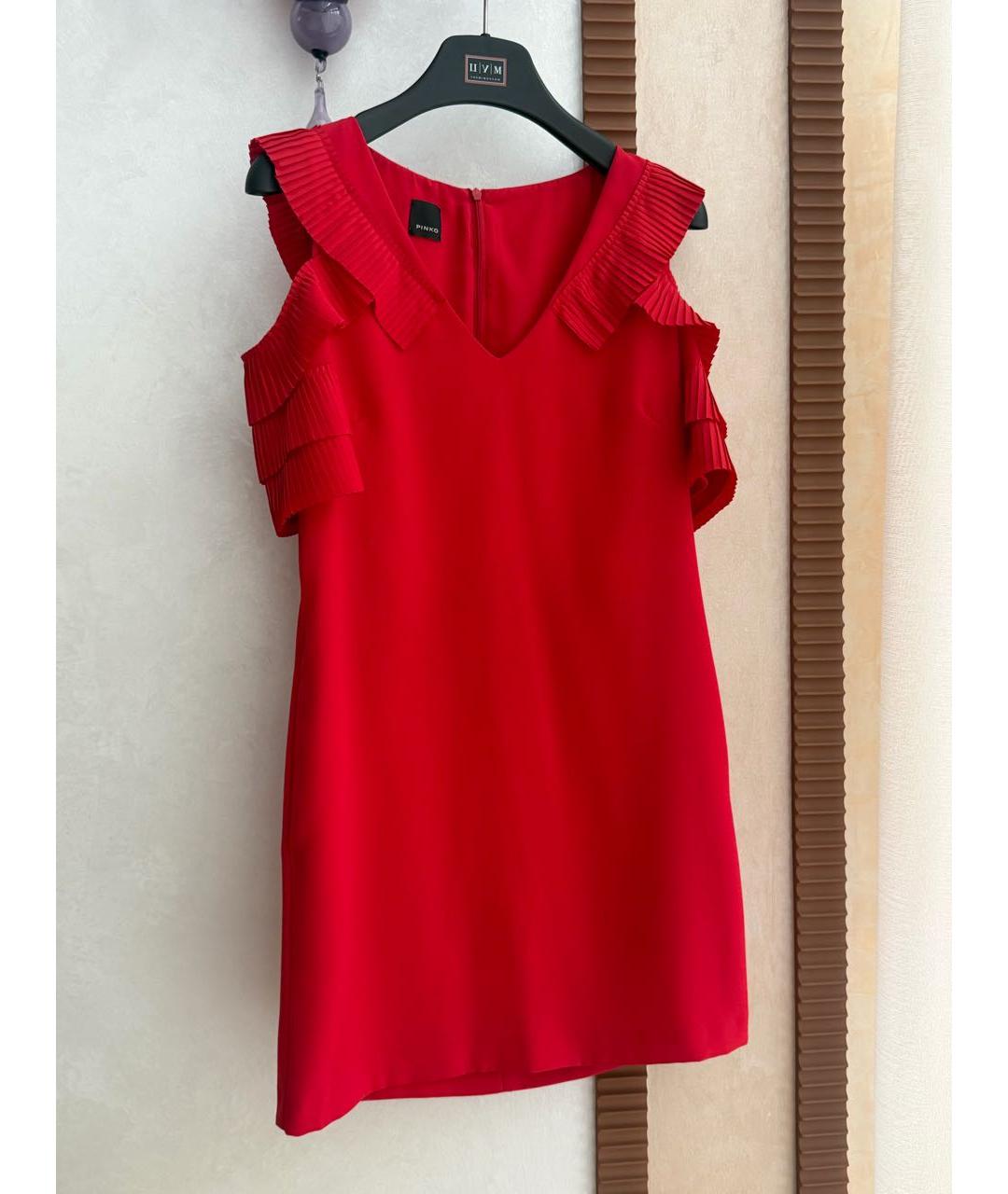 PINKO Красное полиэстеровое коктейльное платье, фото 2