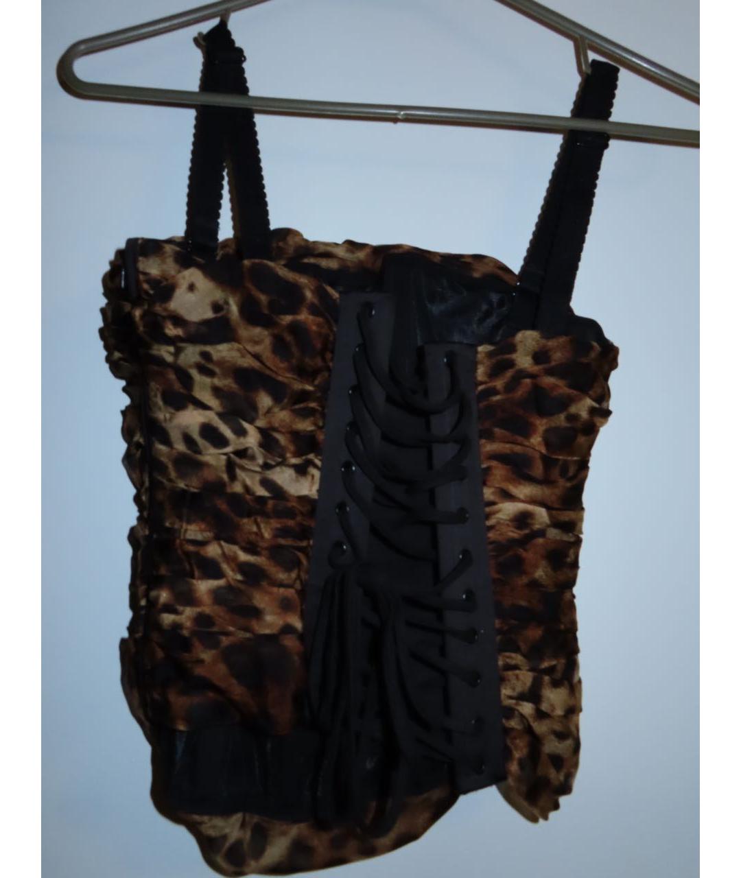 DOLCE&GABBANA Коричневый шифоновый корсет, фото 3