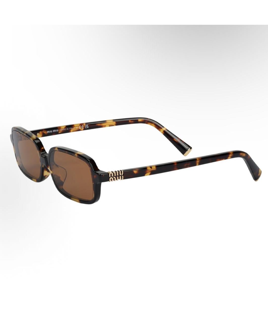 MIU MIU Коричневые пластиковые солнцезащитные очки, фото 5