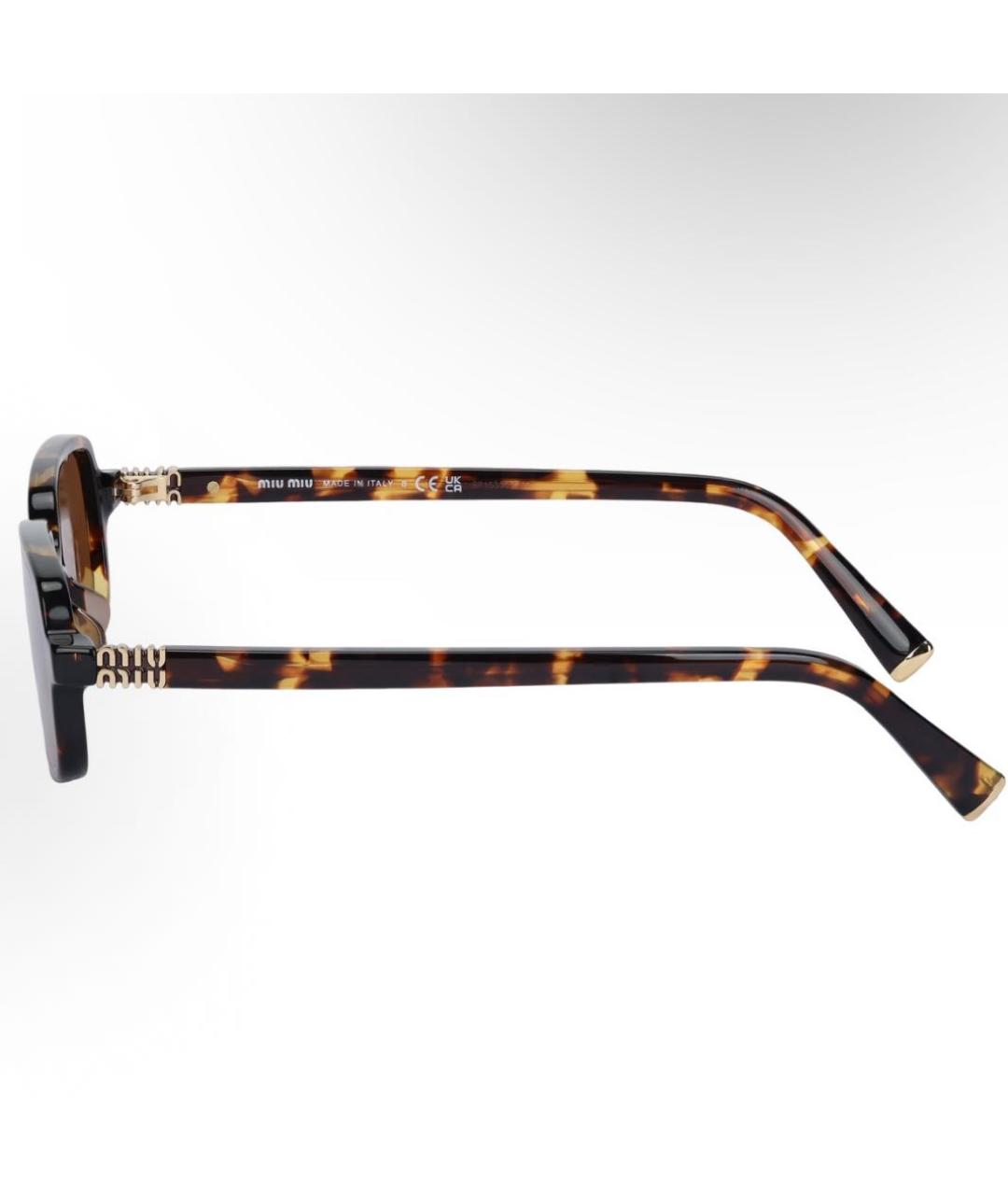 MIU MIU Коричневые пластиковые солнцезащитные очки, фото 3
