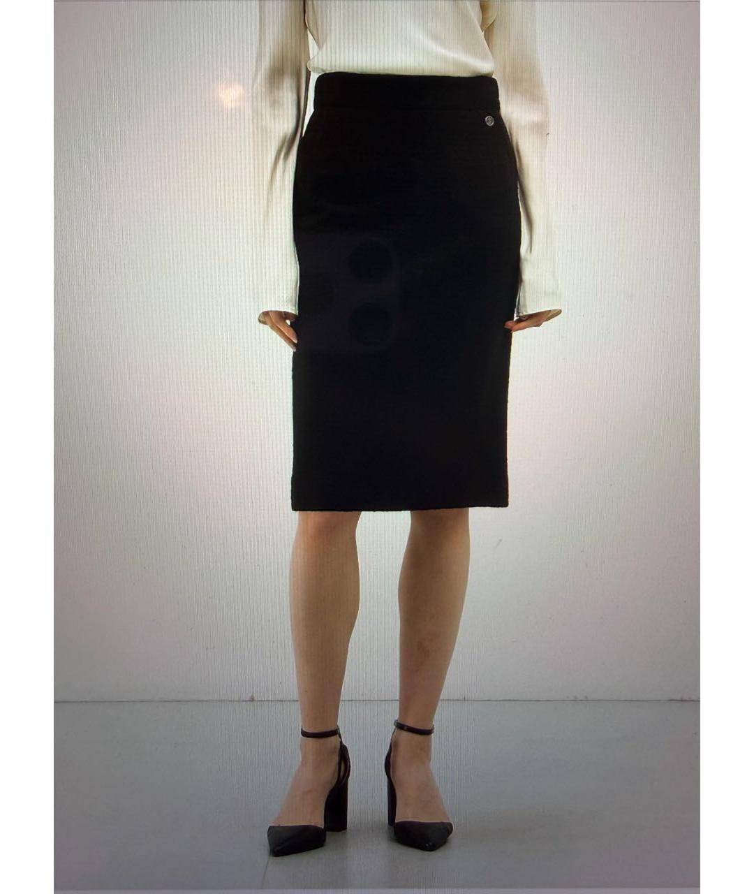 CHANEL Черная шерстяная юбка миди, фото 7