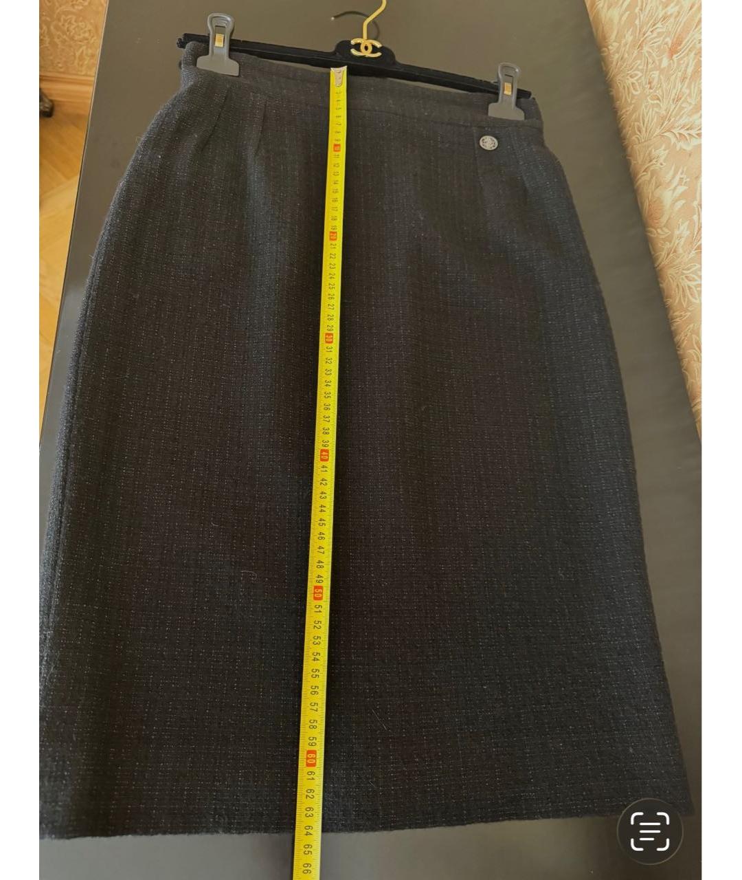 CHANEL Черная шерстяная юбка миди, фото 6