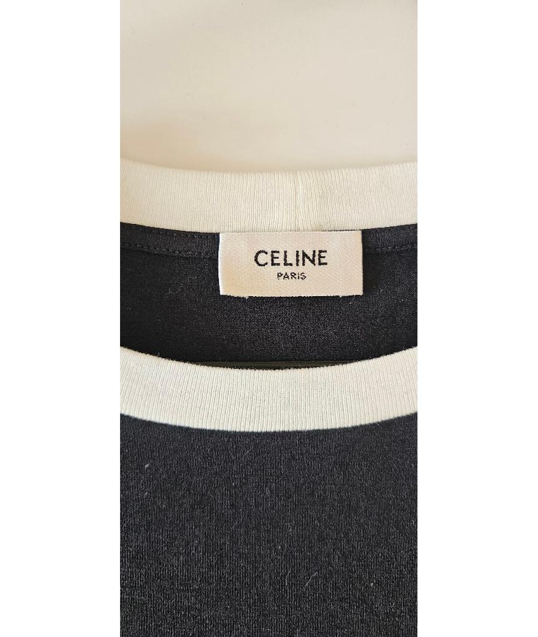CELINE Черная хлопковая футболка, фото 8
